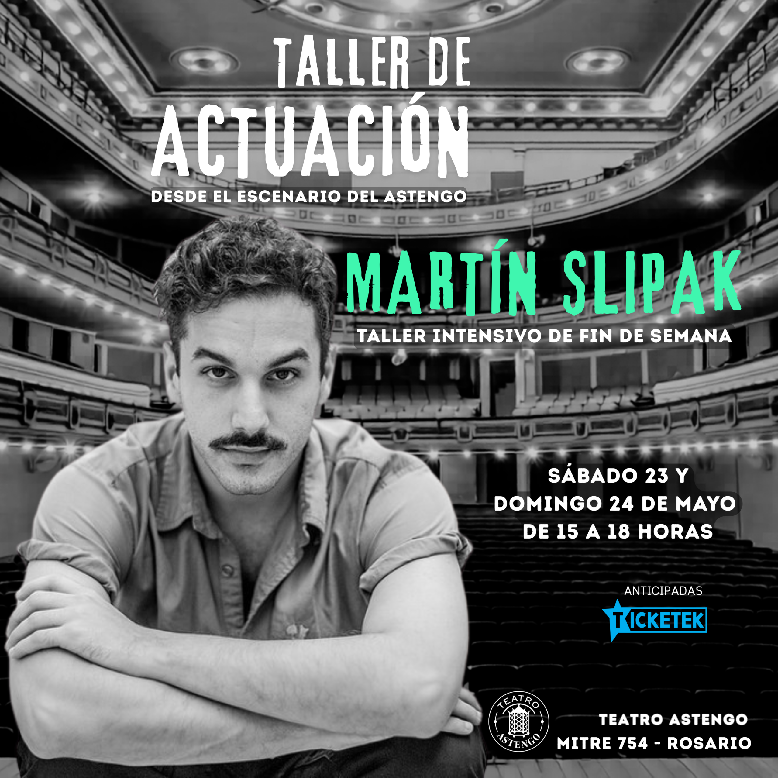 MARTÍN SLIPAK LOS MÚLTIPLES LENGUAJES ESCENICOS Taller intensivo de fin de semana con el actor argentino Martín slipak en donde se trabajarán de forma práctica y teórica diversos aspectos de la actuación, la dirección y la dramaturgia, indagando desde la pregunta y el deseo como motores esenciales del lenguaje escénico.